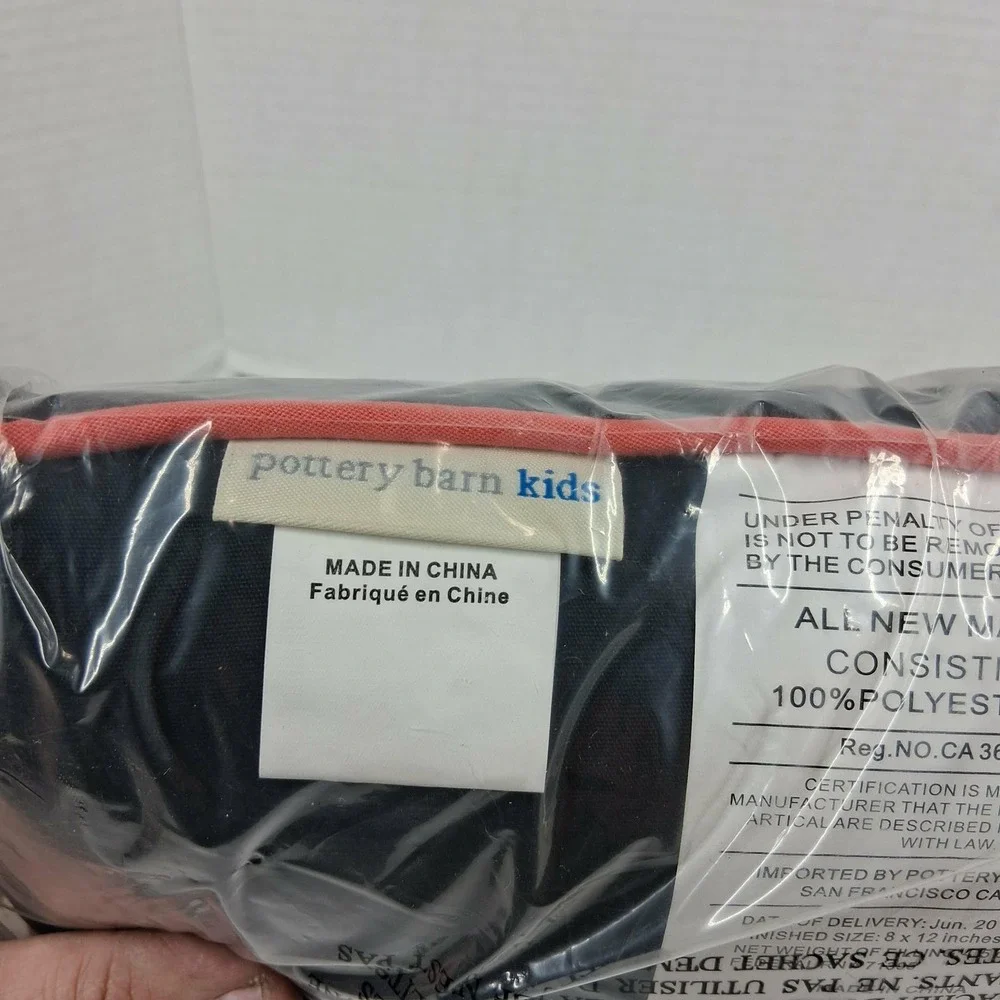 Pottery Barn Kids Halloween BOO Lumbar Decorative Pillow Black Orange 8x12 NEW‎